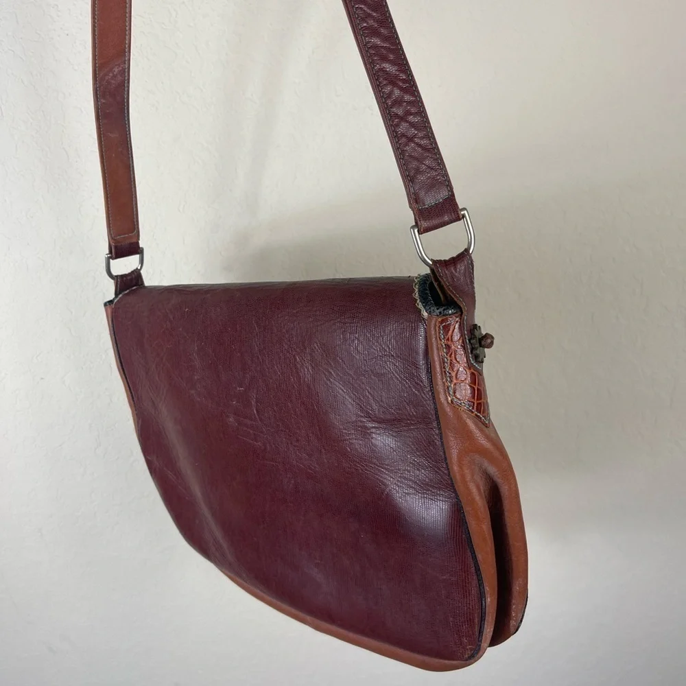 Ruby Firecat Bag Leather Saddle Purse with Silver Buckle